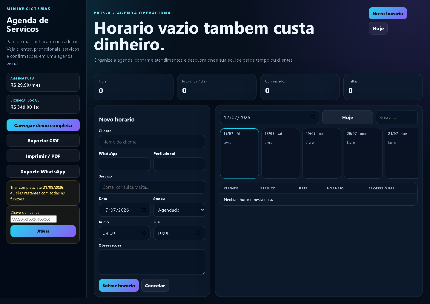 Print real de Agenda de Servicos