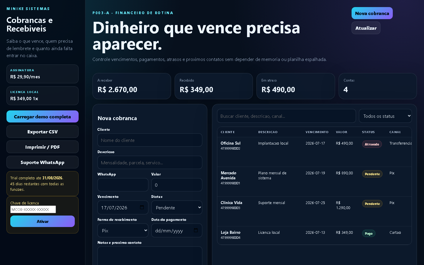 Print real de Cobrancas e Recebiveis