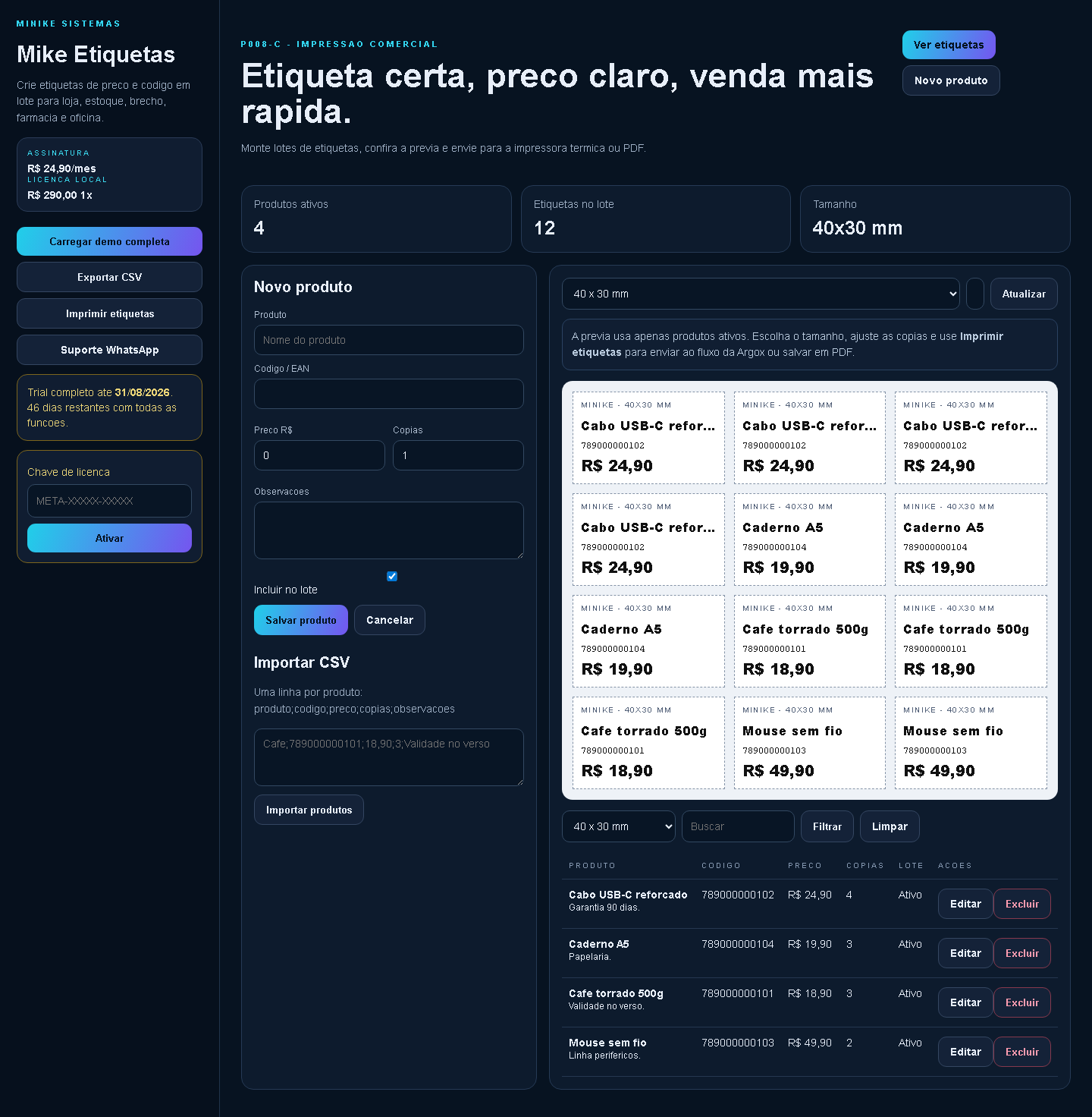 Print real de Mike Etiquetas